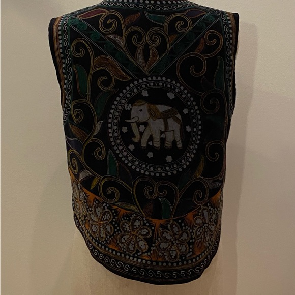 Pabst Blue Ribbon Womens Vest Beautiful Velvet Print w Elephants / Size XXL - Picture 14 of 14